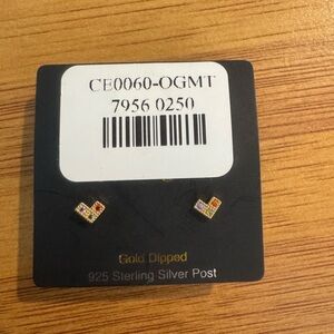 Gold Dipped colorful Heart Stud Earrings